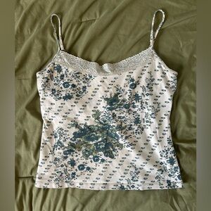 Floral Lace Trim Cami Top